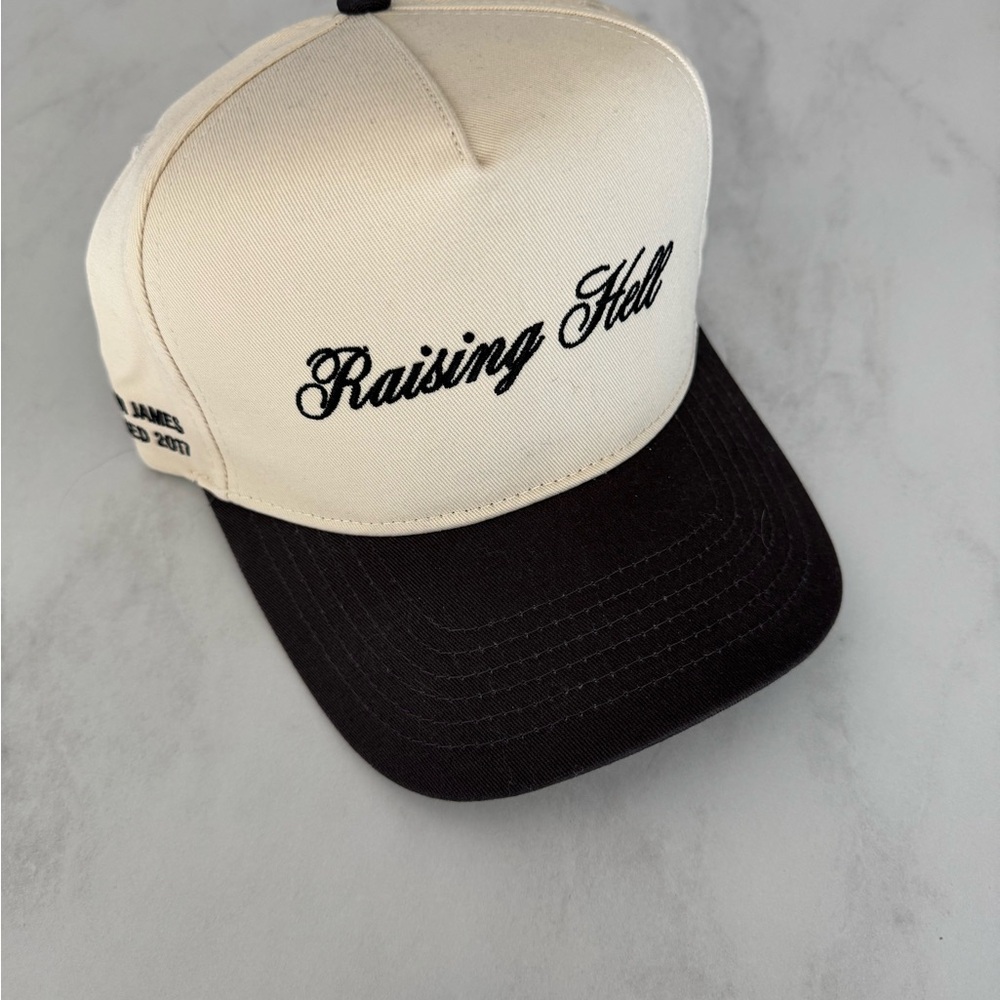Black and White Trucker Cap with Embroidered Text